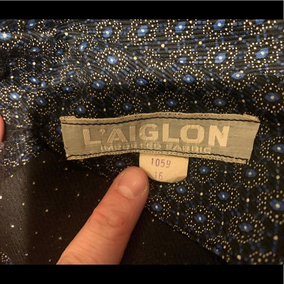 1950s L’AIGLON Dress Blue Mid Century Classic Dress Cotton Fit and Flare Large - Picture 6 of 9